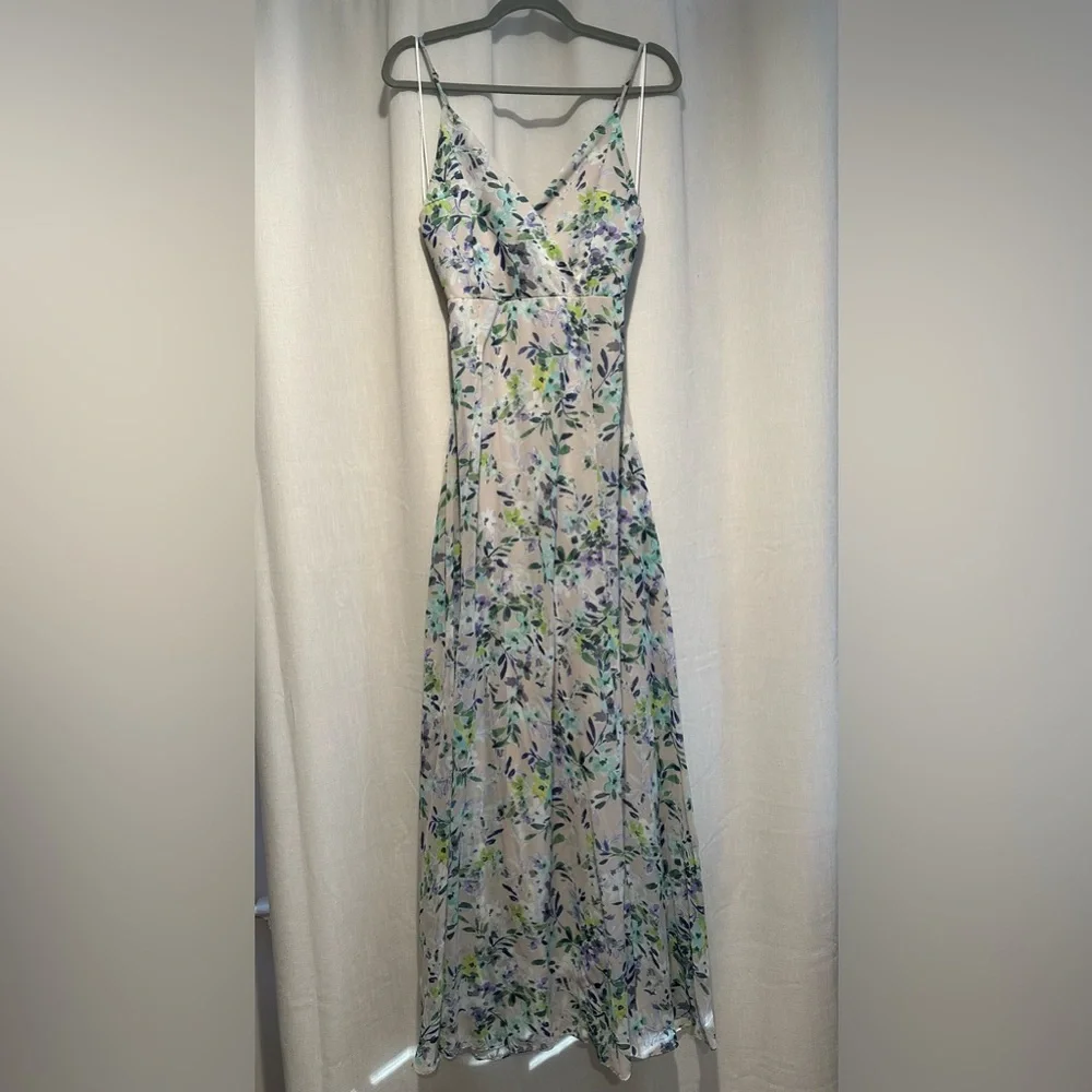 Lulu's Garden Grove Blue Floral Maxi Dress M